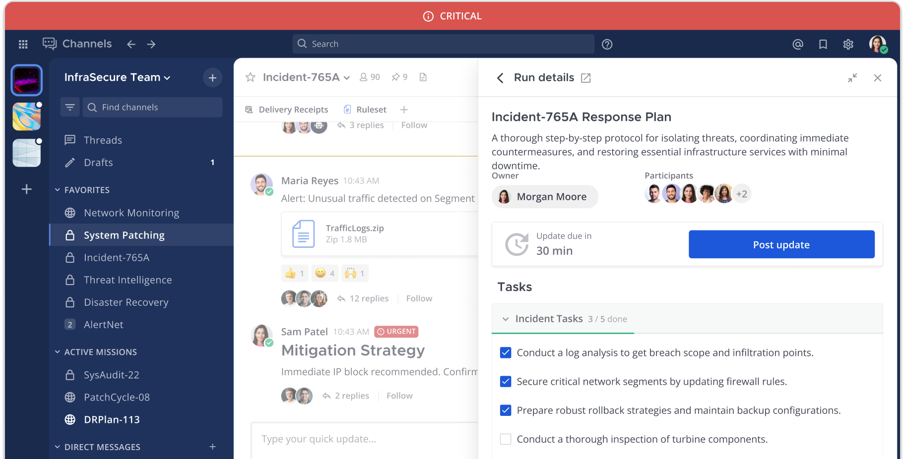 Critical-infrastructure chat app for communication and collaboration