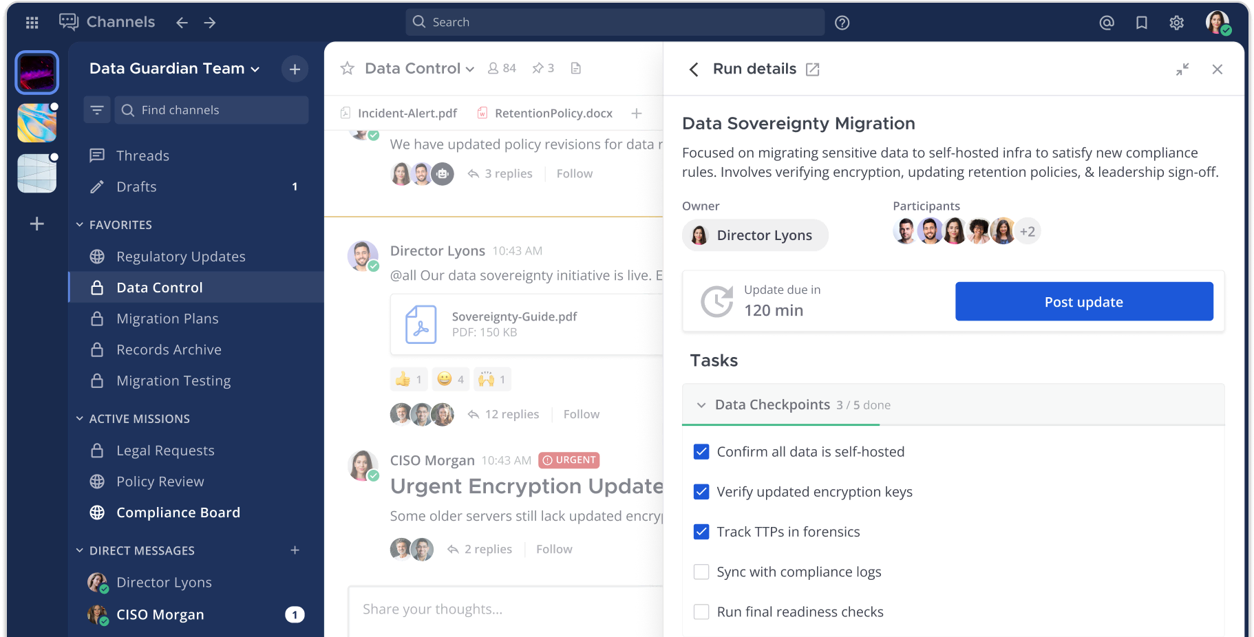 Data Guardian chat app for secure communication and collaboration